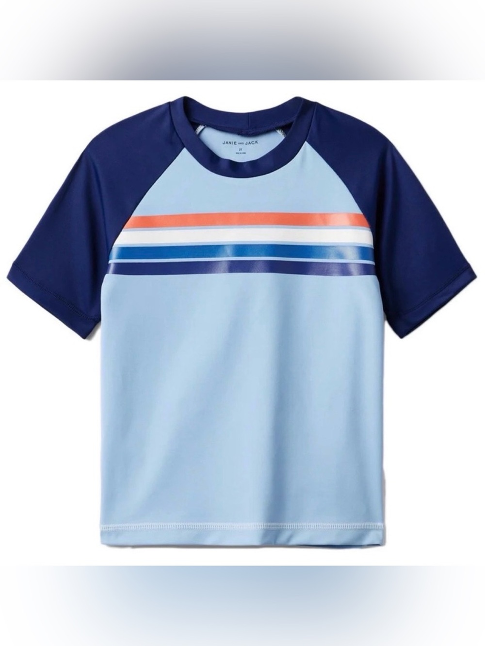 Janie and Jack Light Blue & Navy Raglan Stripe NWOT Swim Rash guard